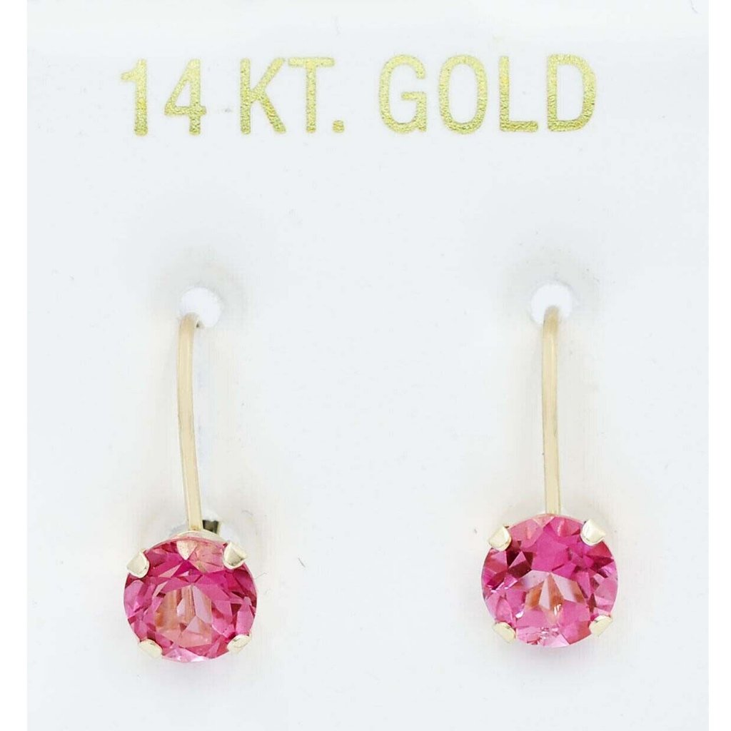 Genuine 2.28 Cts Pink Sapphire Dangling Earrings 14k Gold